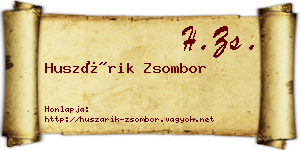 Huszárik Zsombor névjegykártya